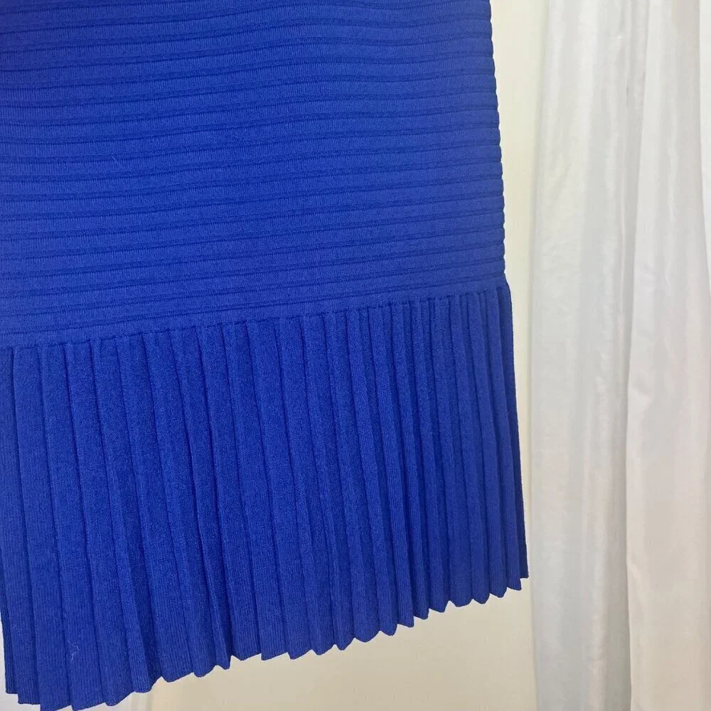 Michael Kors Sleeveless Tank Sweater Dress Pleated Hem Ladies Size SMALL Blue
